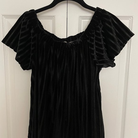 Entro Black Sheer Velvet Stripe Blouse - Picture 1 of 4